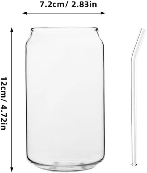 Bestonzon gėrimų stiklinės su stikliniu šiaudeliu, 2 vnt., 350 ml skardinės formos stiklinės, alaus stiklinės, stiklinės šaltai kavai, viskiui, sodai, arbatai, vandeniui