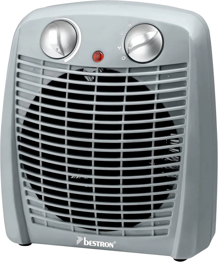 Bestron ventiliatorinis šildytuvas su 2 galios lygiais, su apsauga nuo apvirtimo ir perkaitimo, patalpoms iki 20 m², 2000 W, spalva: pilka
