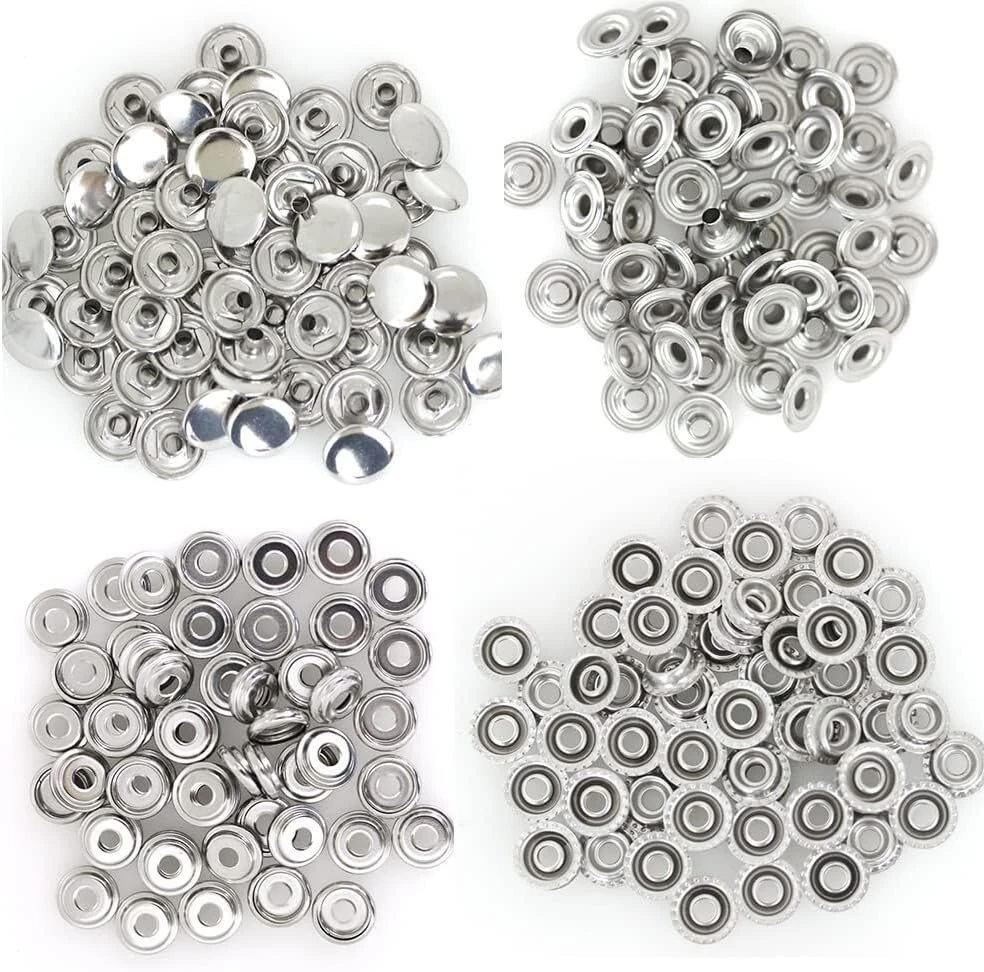 Betterjonny 1000 vnt metalinių spaudžių rinkinys, 15 mm drobės spaudės, nerūdijančio plieno spaudžių tvirtinimo rinkinys valtims, krepšiams, odai, „pasidaryk pats“ amatams