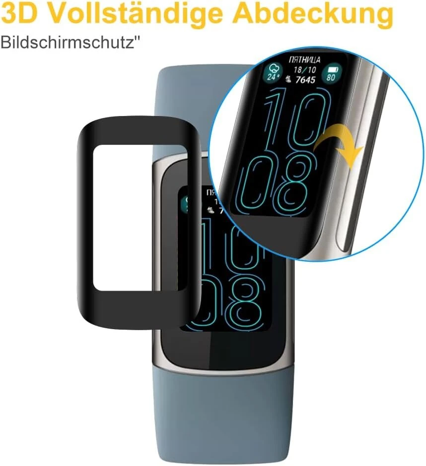 Beukei grūdinto stiklo ekrano apsauga, skirta Fitbit Charge 6, 9h kietumas, Hd skaidrumas, be burbuliukų, atspari įbrėžimams, 3 vnt.