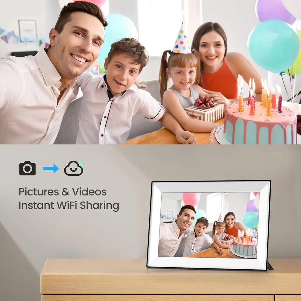 Bgift 10,1 colio Wifi skaitmeninis nuotraukų rėmelis su 32 Gb atmintimi, 1280 x 800 Ips Hd jutikliniu ekranu, išmanusis elektroninis skaitmeninis nuotraukų rėmelis, lengvas nuotraukų ir vaizdo įrašų bendrinimas