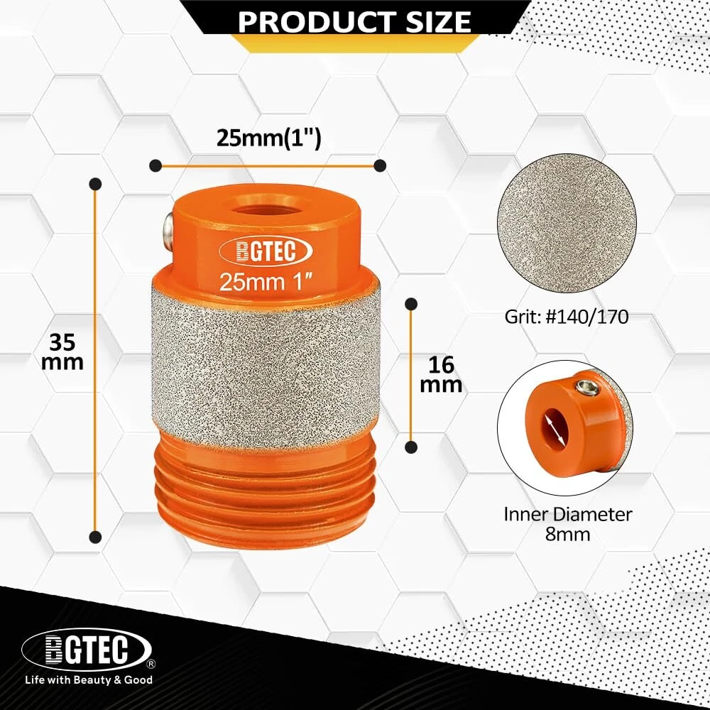Bgtec Deimantinis šlifavimo antgalis stiklui - keramikos stiklo šlifavimo įrankiai 25 mm, skirti stiklui, keraminėms plytelėms, porcelianinėms plytelėms, akmeniui