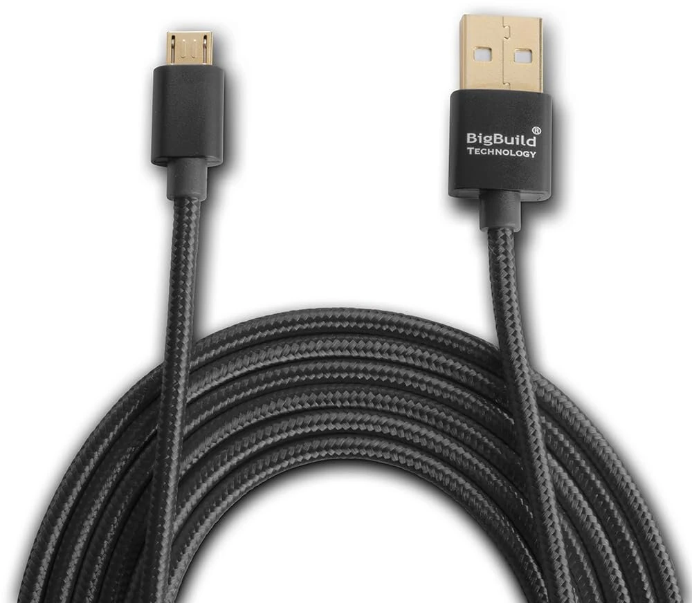 Bigbuild Technology juodas 2 metrų aukso spalvos Usb kabelis, skirtas Cat S31, S41, S42, S42 H+ mobiliesiems telefonams