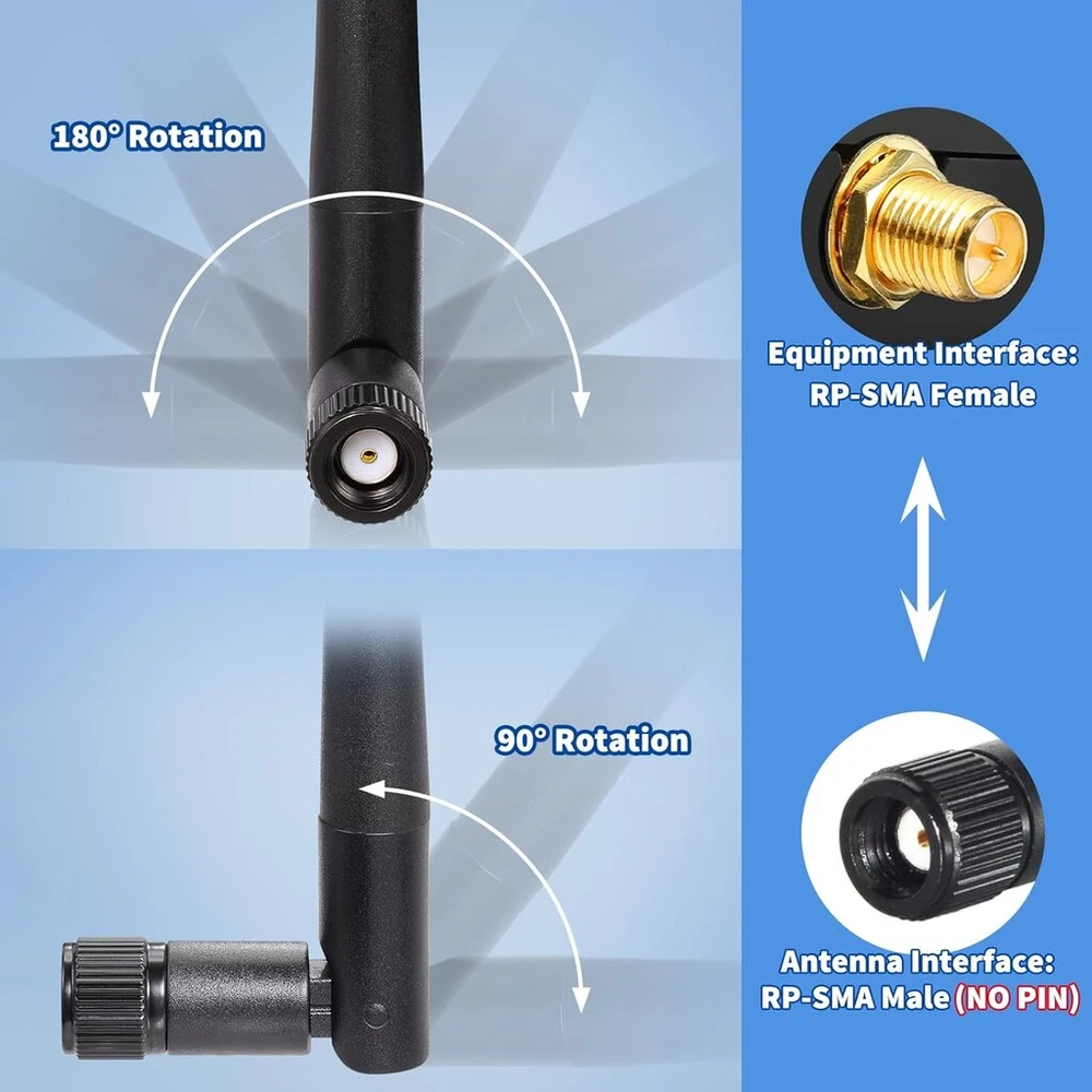 Bingfu M.2 Wifi Antenos 2.4/5/5.8ghz 3dbi Rp-sma (2 vnt.) su Ipex4 kabeliais