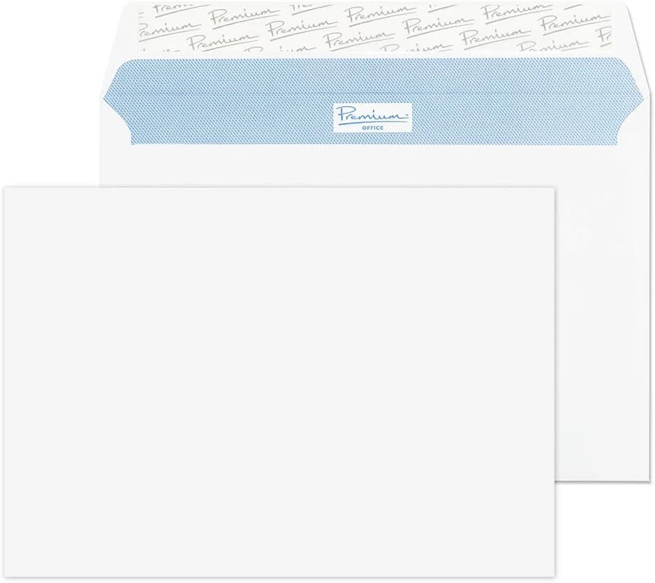 Blake Premium Office C5 162 x 229 mm 120 gsm vokai su atplėšiamu ir užklijuojamu atvartu (34213) Ultra Baltas Wove - 25 vnt.