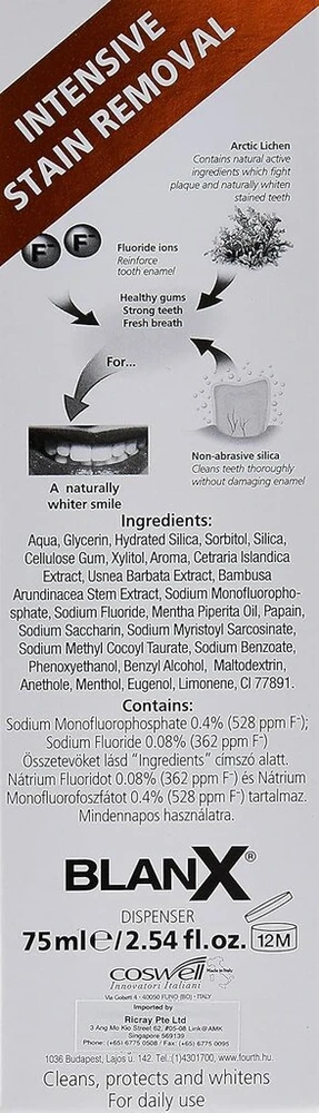 Blanx Intenseve Stain Removal dantų pasta 75 ml