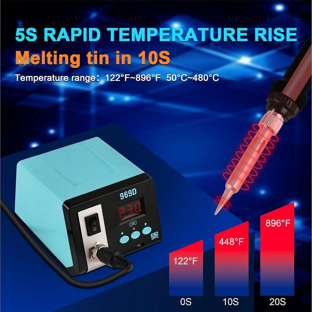 Blayram lituoklis, skaitmeninė litavimo stotis, lituoklio rinkinys su tiksliu šilumos valdymu (nuo 50 °c iki 480 °c), °c/ºf konvertavimas, automatinė hibernacija ir kalibravimo palaikymas namams