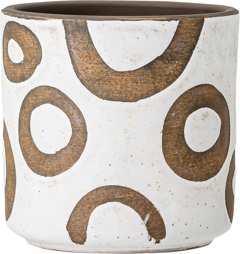 Bloomingville Avo 82048990 vazonas terakota ruda / balta 12 cm x 12 cm x 12 cm