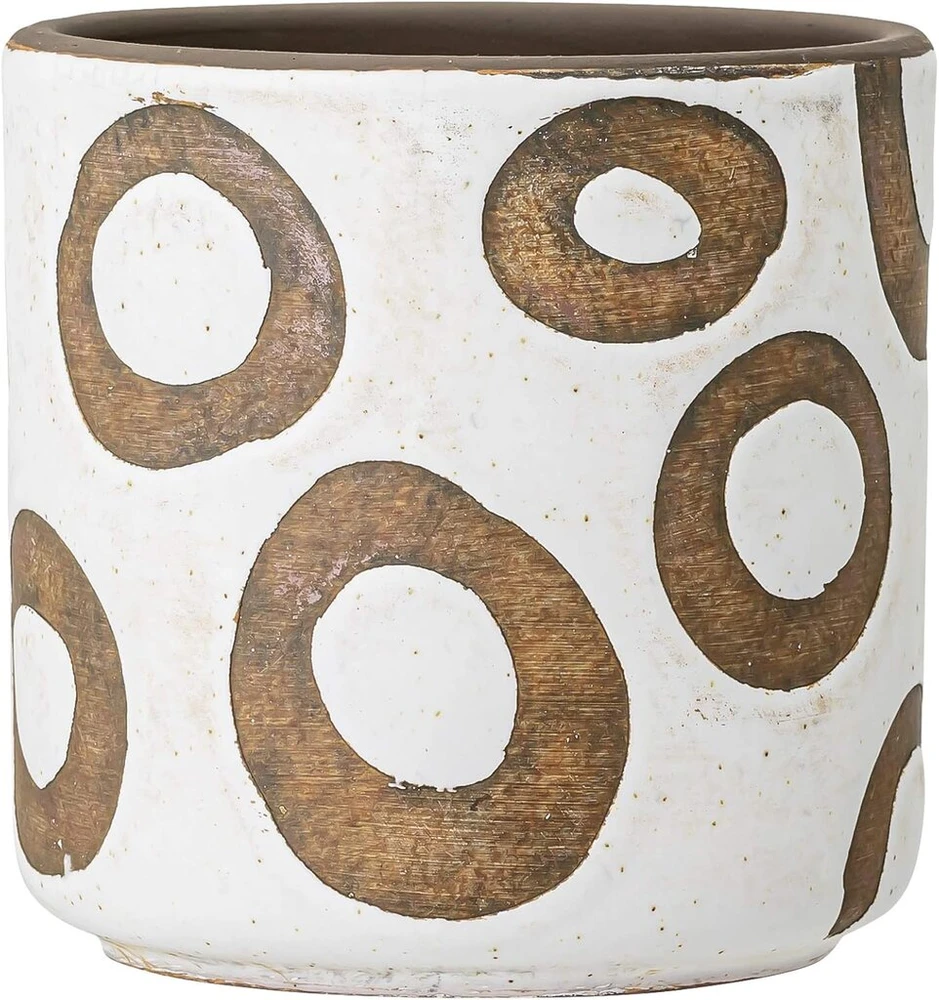 Bloomingville Avo 82048990 vazonas terakota ruda / balta 12 cm x 12 cm x 12 cm