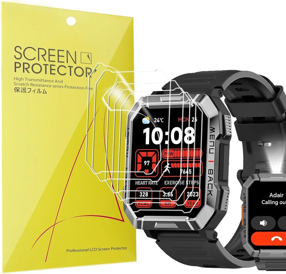 Blueshaweu ekrano apsauga, suderinama su Blackview išmaniuoju laikrodžiu vyrams 2.01 colio W60, Hd skaidri lanksti Tpu ekrano apsauga [6 vnt.] Suderinama su iowodo W60 / Baolubao W60 išmaniuoju laikrodžiu