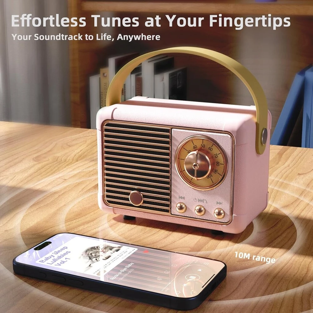 Kompiuterio kolonėlės Bluetooth kolonėlė, maža, retro, nešiojama vakarėlių kolonėlė naudojimui patalpose ir lauke, kawaii dekoracija, vaikų kambario dekoracija, šaunios dovanos mergaitėms, berniukams, vaikams, paaugliams, moterims
