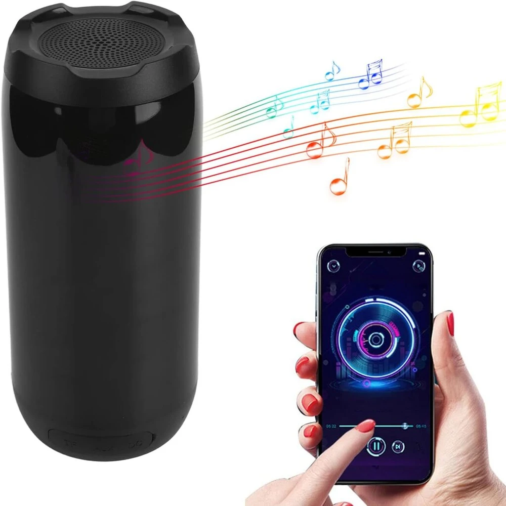 Kompiuterio kolonėlės Bluetooth kolonėlė, nešiojama belaidė kolonėlė, naktinė lemputė, bluetooth kolonėlė namams, vakarėliams, laukui, kelionėms, paplūdimiui, gimtadienio dovana (juoda)
