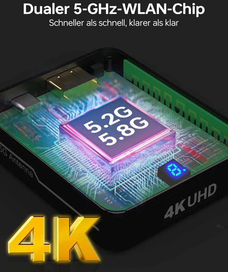 Televizorius Bmoste belaidis Hdmi siųstuvas ir imtuvas 4k, 9 nustatomi „wi-fi“ kanalai, 200 pėdų / 60 m, 3-ios kartos antena, vaizdo ir garso transliacija iš nešiojamojo kompiuterio, kompiuterio, Stb, kameros į televizorių, projektorių, monitorių (juodas)