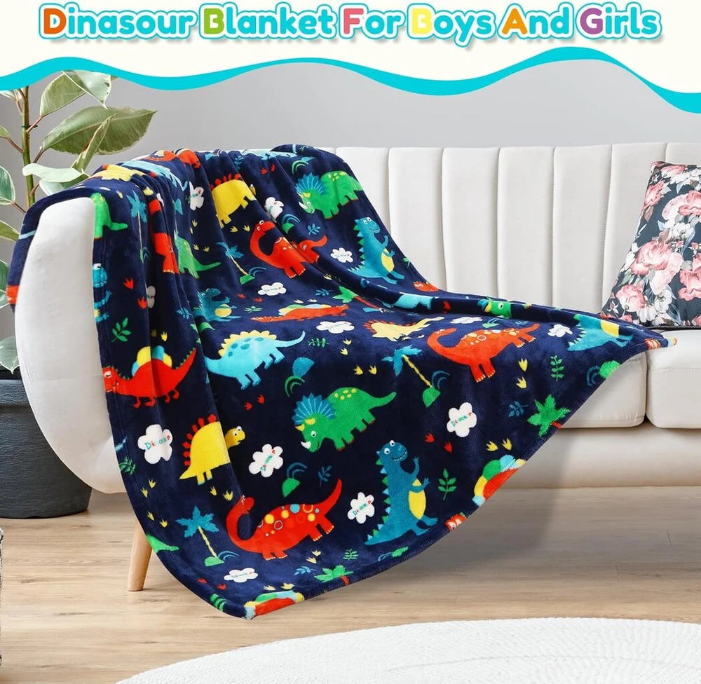 Bofree Minkštas dinozauro kūdikio antklodė su velcro užsegimu berniukams ir mergaitėms (150 x 200 cm)