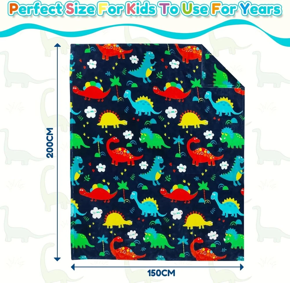 Bofree Minkštas dinozauro kūdikio antklodė su velcro užsegimu berniukams ir mergaitėms (150 x 200 cm)