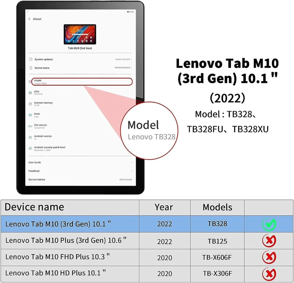 Bolelaw dėklas, skirtas Lenovo Tab M10 3rd Gen 10.1 colio 2022 (tb-328), Pu odinis dėklas su rašiklio laikikliu, kortelių lizdu, stovo funkcija, atverčiamas dėklas, skirtas Lenovo Tab M10 Gen 3, rožių violetinė
