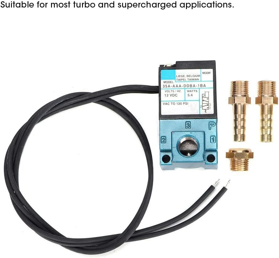 Boost valdiklio rinkinys, 3 prievadų elektroninis slėgio reguliavimo solenoidinis vožtuvas, elektrinio solenoidinio vožtuvo priedai Dc12v 5.4w 35a Aaa Ddba 1ba, skirtas daugumai turbokompresorių ir kompresorių