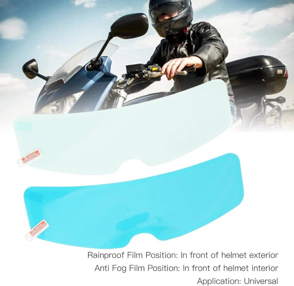 Boroco motociklo šalmo plėvelė nuo rasojimo, 24.5 cm, atspari lietui, didelio skaidrumo, universali, vidinė ir išorinė plėvelių rinkinys