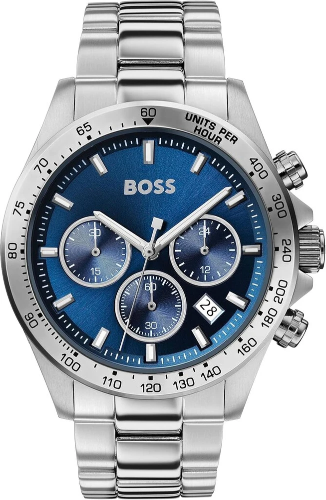 Boss Hero Chronograph vyriškas laikrodis, 43 mm, nerūdijančio plieno apyrankė