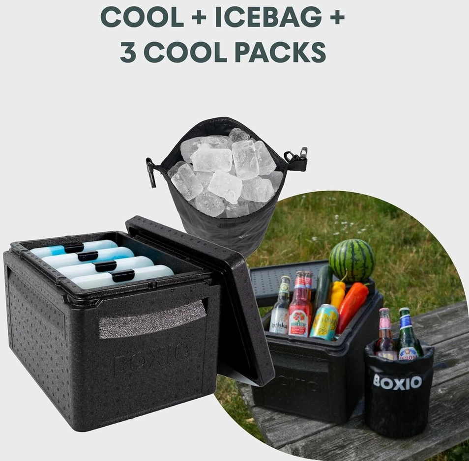 Boxio - Cool: šaldymo dėžė stovyklavimui be elektros - puikus šaldiklis su skirtingomis temperatūros zonomis dėl Boxio ledo paketų - termo dėžė optimaliam vėsinimui ir šildymui