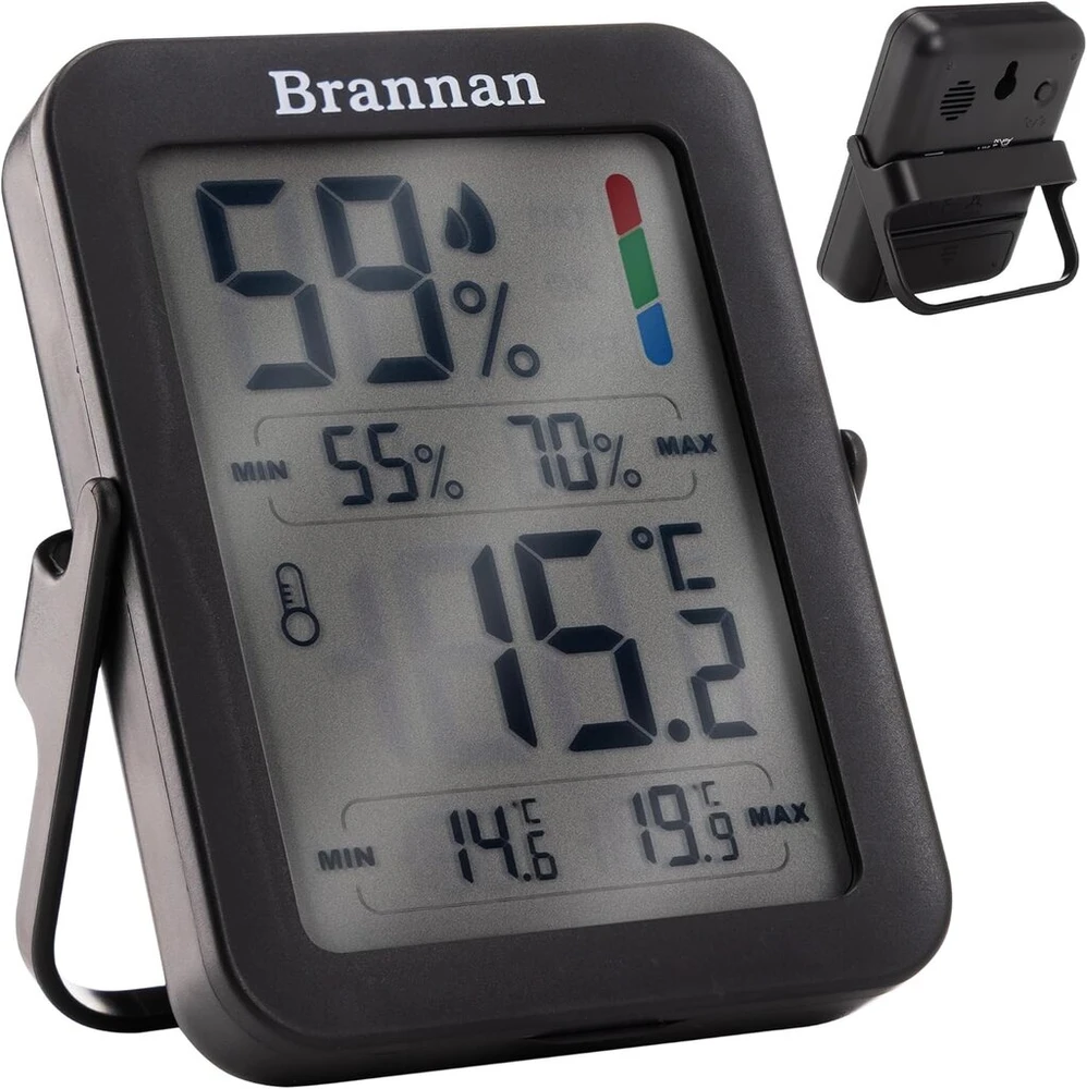 Brannan maksimalus ir minimalus vidaus drėgmės matuoklis higrometras - tikslus kambario termometras su maksimalios ir minimalios temperatūros įrašymo funkcija, skaitmeninis ekranas namų ar biuro stebėjimui