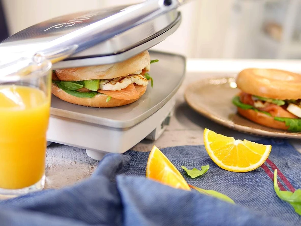 Breville Duraceramic sumuštinių/panini skrudintuvas | Café stiliaus sumuštinių keptuvas 2 riekelėms | nerūdijantis plienas [vst071x]