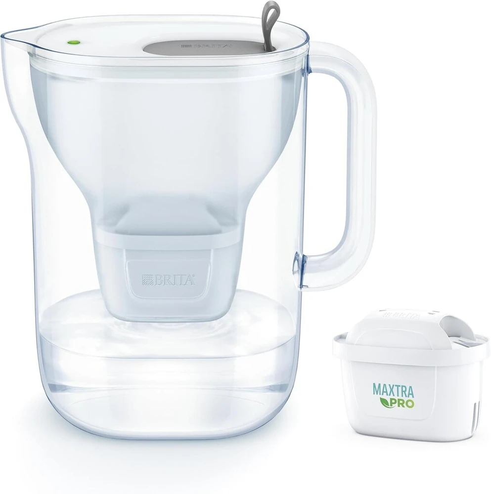 Brita Filtravimo ąsotis Style Xl pilkas (3.6l) su 1 Maxtra Pro Pure Performance filtru - didelės talpos, pakreipiamas dangtelis, Led ekranas, filtras sumažina chloro, akmens ir purvo kiekį