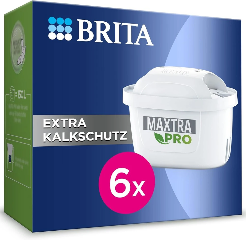 Brita Maxtra Pro Extra kalkių apsaugos vandens filtro картридж – 6 vnt. pakuotė (pusės metų atsargos) – originalus Brita atsarginis картридж prietaiso apsaugai ir kalkių nuosėdų bei priemaišų mažinimui