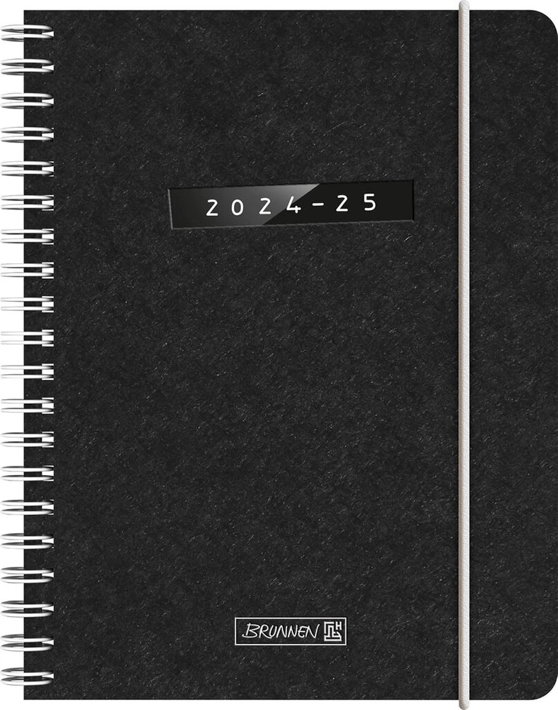 Brunnen mokyklinis dienoraštis (2024/2025) "monochrome", 2 puslapiai = 1 savaitė, A6, 208 puslapiai, juodas