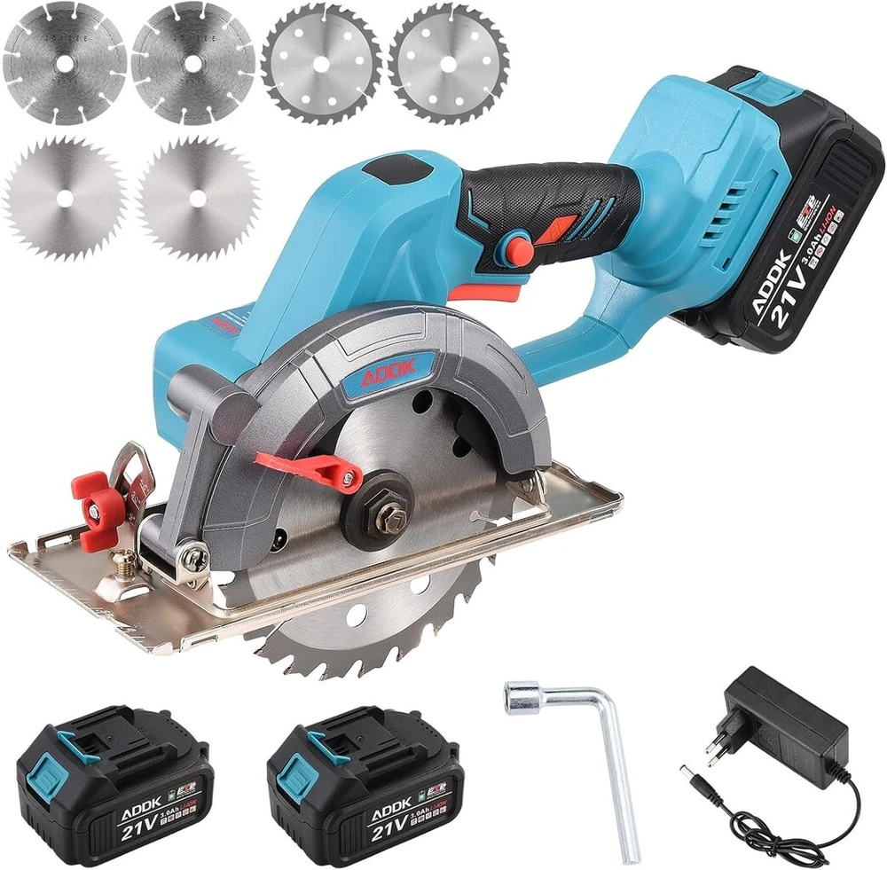 Brushless diskinis pjūklas, 20v akumuliatorinis diskinis pjūklas, 1080rpm, maksimalus pjovimo gylis 40mm, rankinis amatų pjūklas su akumuliatoriumi ir įkrovikliu pjovimui