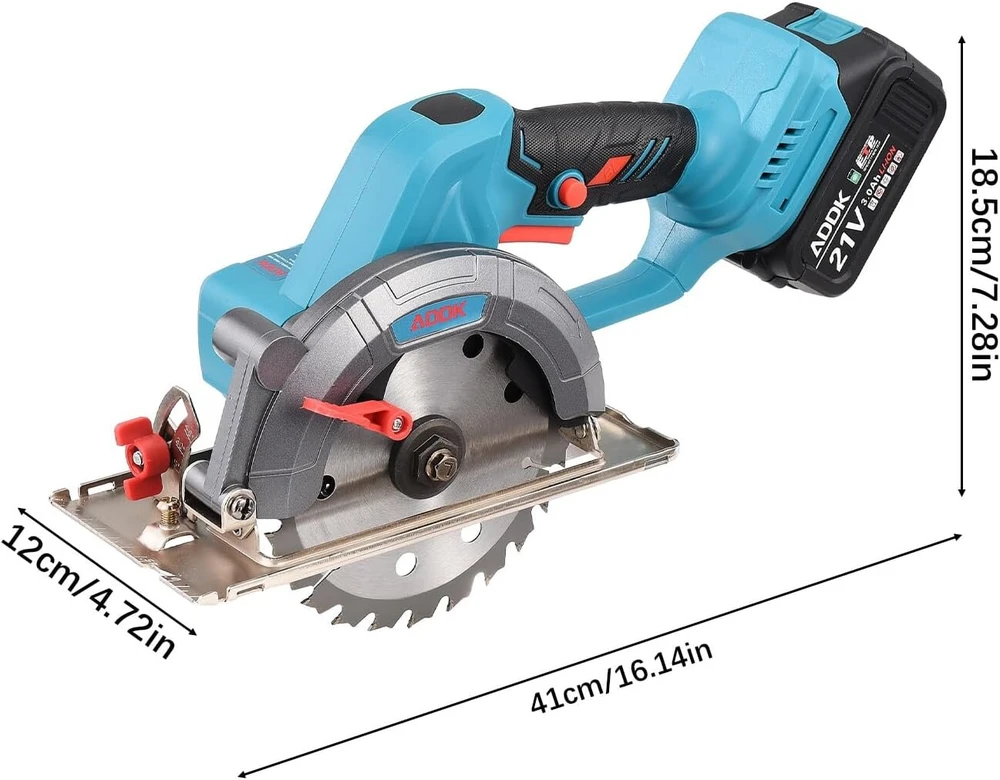 Brushless diskinis pjūklas, 20v akumuliatorinis diskinis pjūklas, 1080rpm, maksimalus pjovimo gylis 40mm, rankinis amatų pjūklas su akumuliatoriumi ir įkrovikliu pjovimui