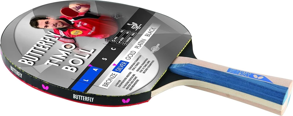 Butterfly® Timo Boll Sidabrinis stalo teniso raketė, stalo teniso raketė Tt pradedantiesiems ambicingiems žaidėjams, aukštos kokybės, Ittf sertifikuotas Addoy paviršius, anatominė rankenos forma