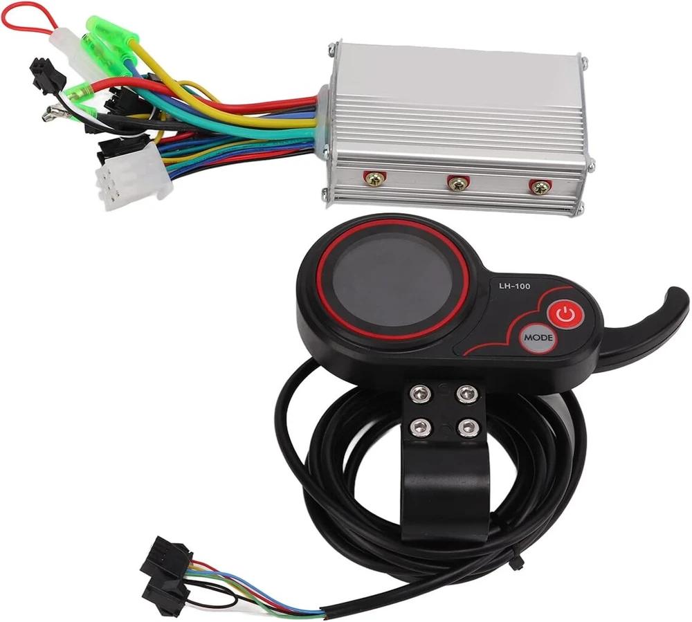 Buyweek Elektrinio dviračio bešepetėlinis variklio valdiklis, 24 V 36 V 48 V 350 W E-dviračio bešepetėlinis valdiklis Lh100 Lcd ekranas su nykščio droseliu 2 viename integruotas laidų rinkinys elektriniam paspirtukui