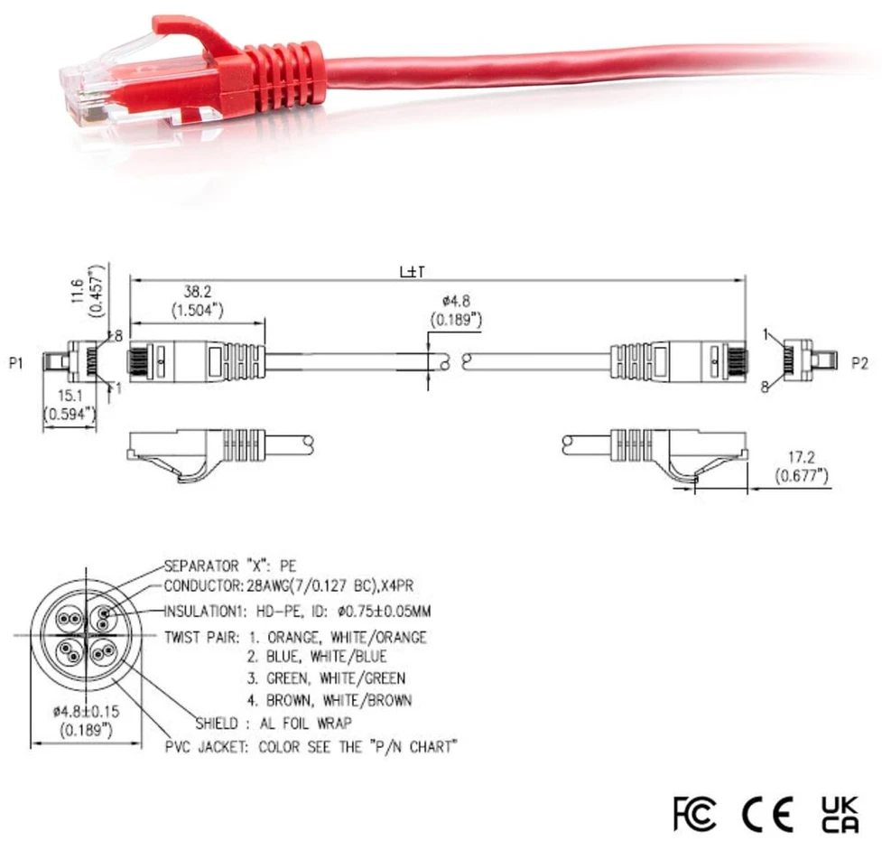 C2g Cat6a itin lankstus plonas ethernet kabelis, idealiai tinkantis maršrutizatoriui, modemui, internetui, wifi dėžutėms, XBOX, ps5, smart tv, sky q, ip kamerai, itin dideliam interneto greičiui (raudonas)