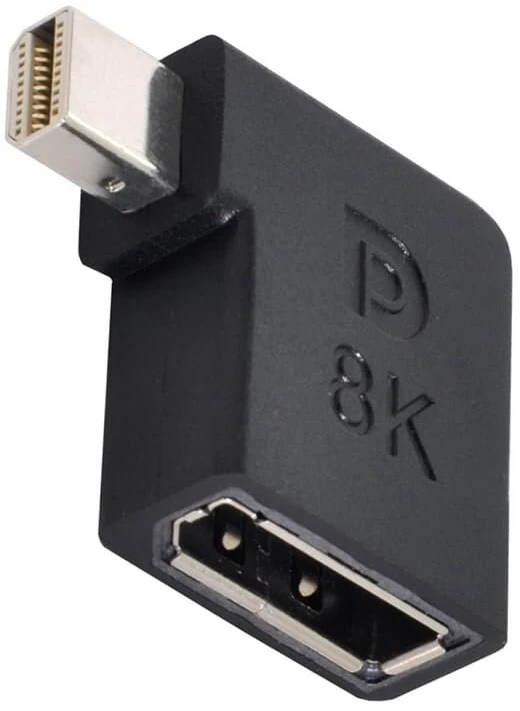 Cablecc mini displayport 1.4 jungtis (m) į dp jungtį (f) kampinis adapteris ultra hd uhd vaizdo kompiuteriui nešiojamam kompiuteriui monitoriui 8k 60hz 4k 144hz 7680x4320 didelio greičio pralaidumas