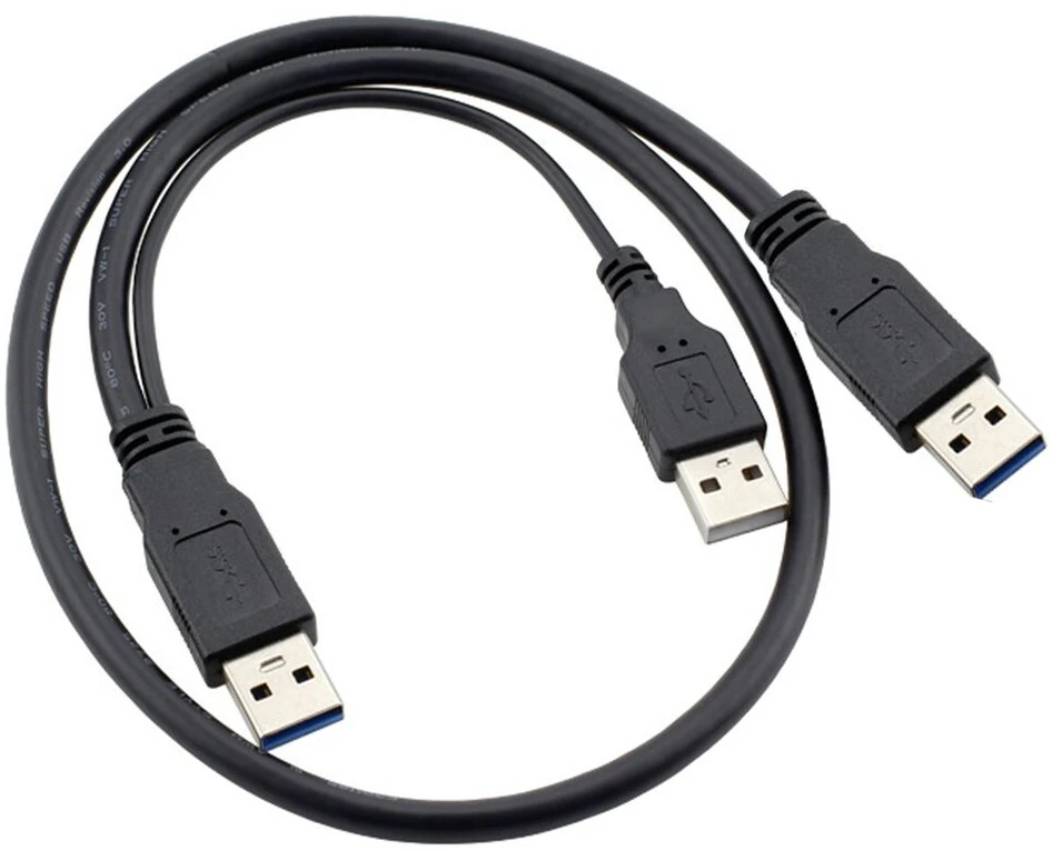 Cablecc usb 3.0 type a į dual type-a papildomos galios y kabelis, du a male į usb male išoriniam standžiajam diskui, super speed 5gbps