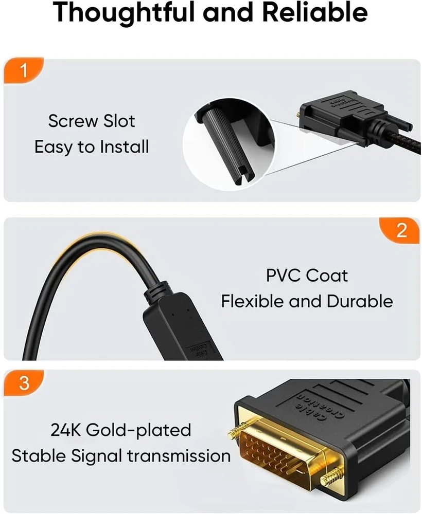 Cablecreation Hdmi į Dvi kabelis, 0.15m dvikryptis Hdmi lizdas į Dvi (24+1) kištuko adapterio kabelis, Hdmi Dvi konvejeris, palaiko 1080p, 3d, paauksuotas, 2 vienetai 0.5ft/juodas