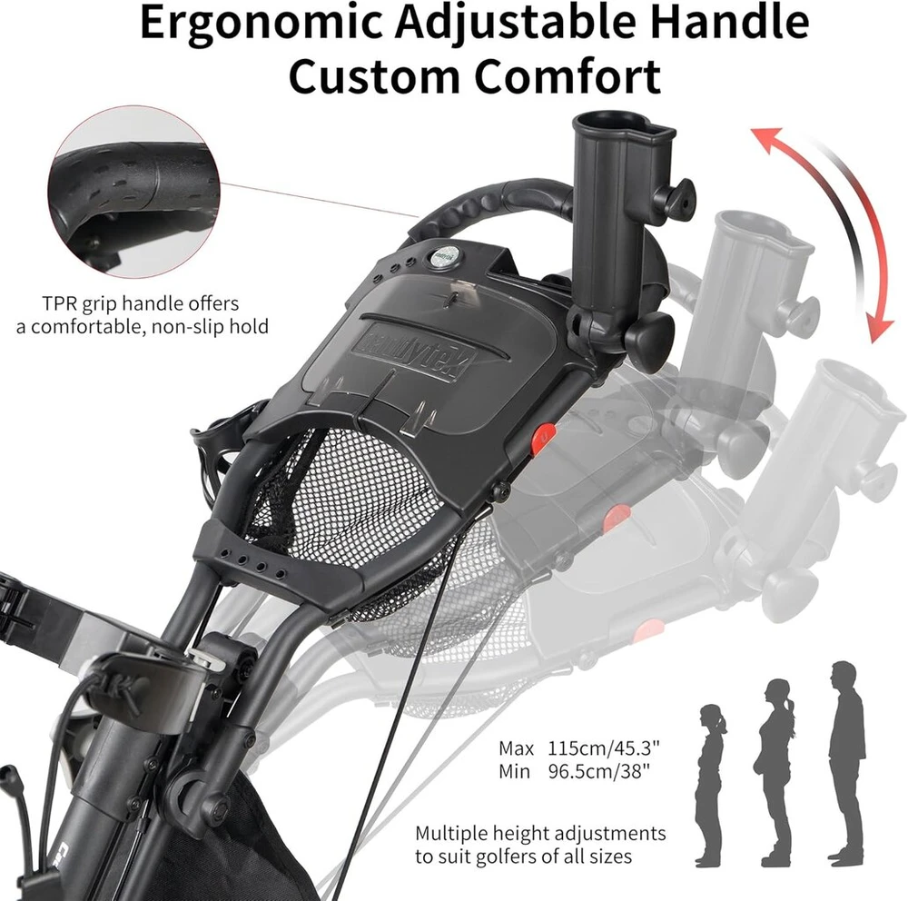 Caddytek Unisex Caddylite One - Swivel V8 golfo vežimėlis, golfo stūmimo vežimėlis, 3 ratų golfo stūmimo vežimėliai