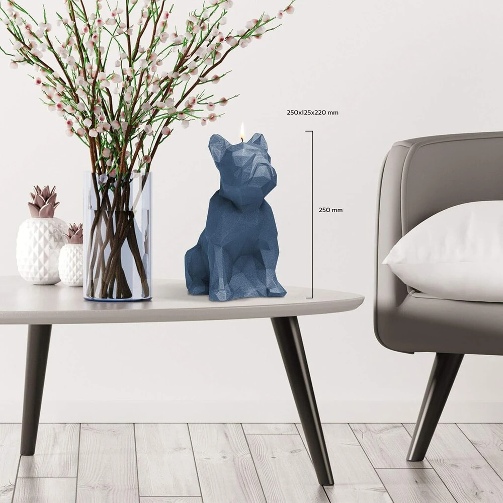 Candellana žvakė Bulldog Low Poly | Aukštis: 25 cm | Džinsai | Rankų darbo Es
