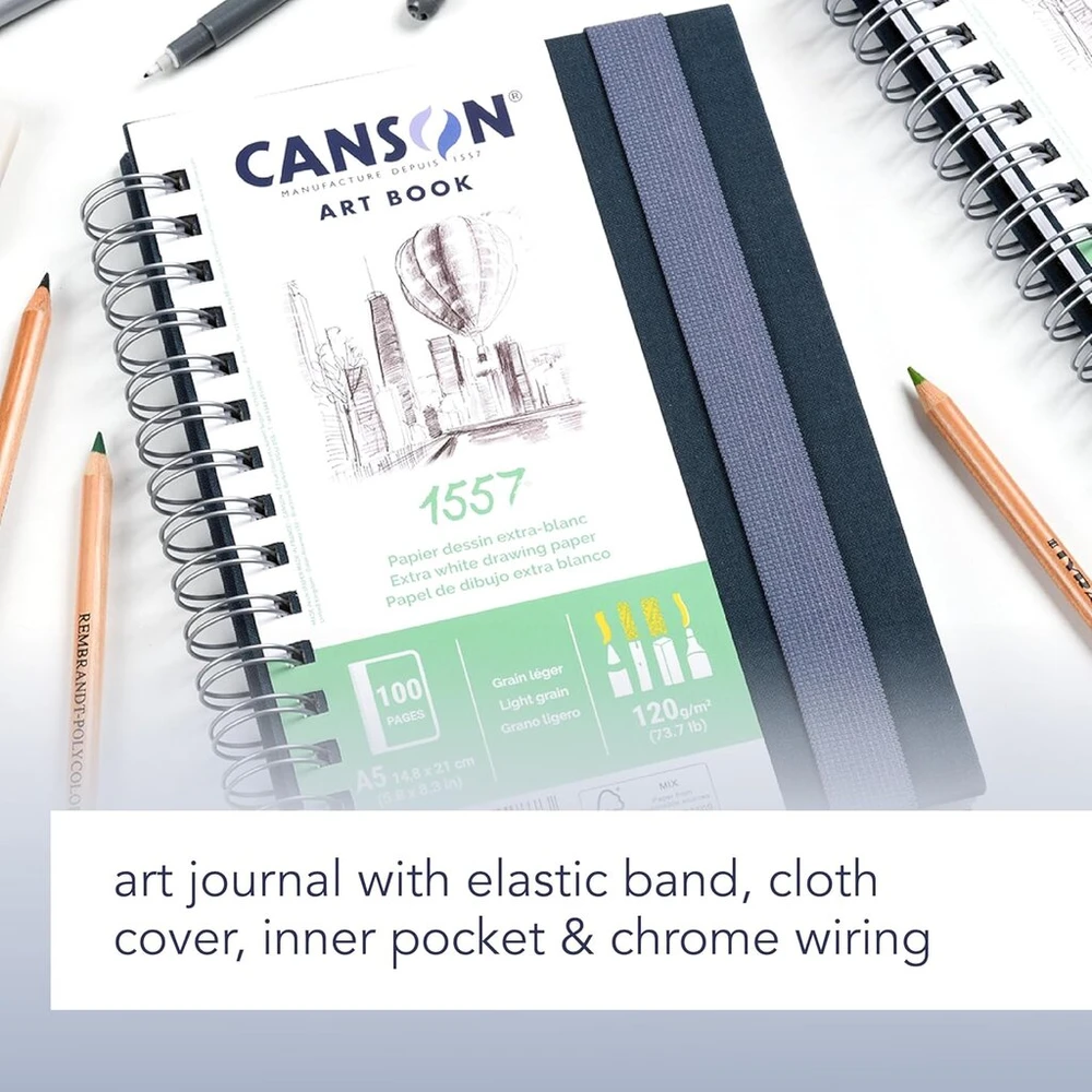 Canson 1557 A5 bloknotas, 120gsm, su spirale, 50 lapų