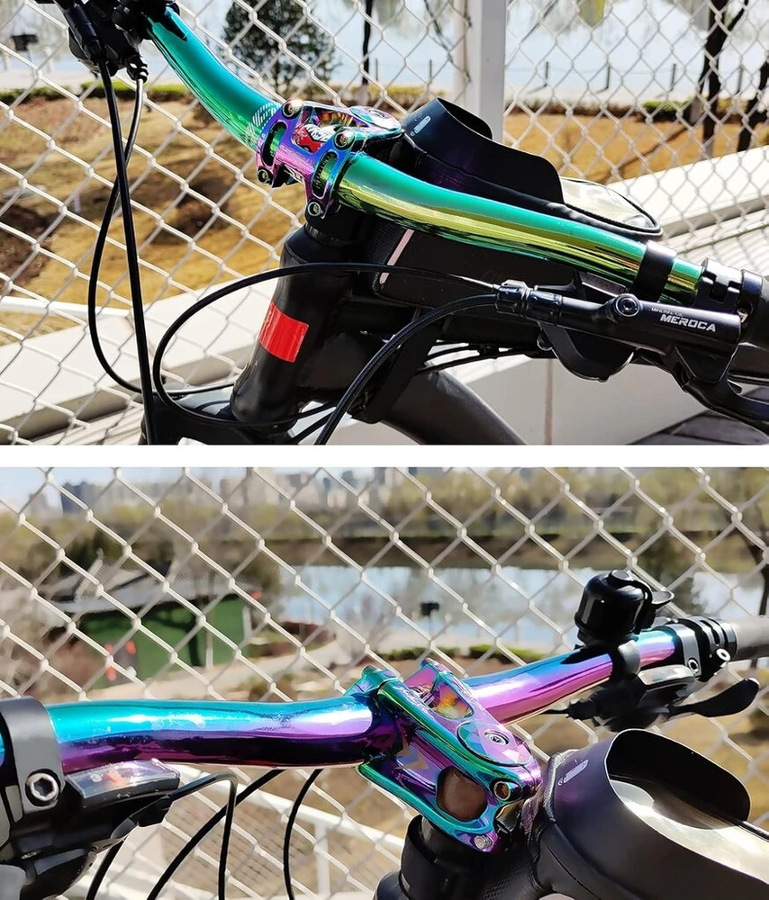 Carachome mtb dviračio spalvingas vairas 31,8 mm x 780 mm am xc dh downhill lenktyninio dviračio pakilimo vaivorykštės vairas