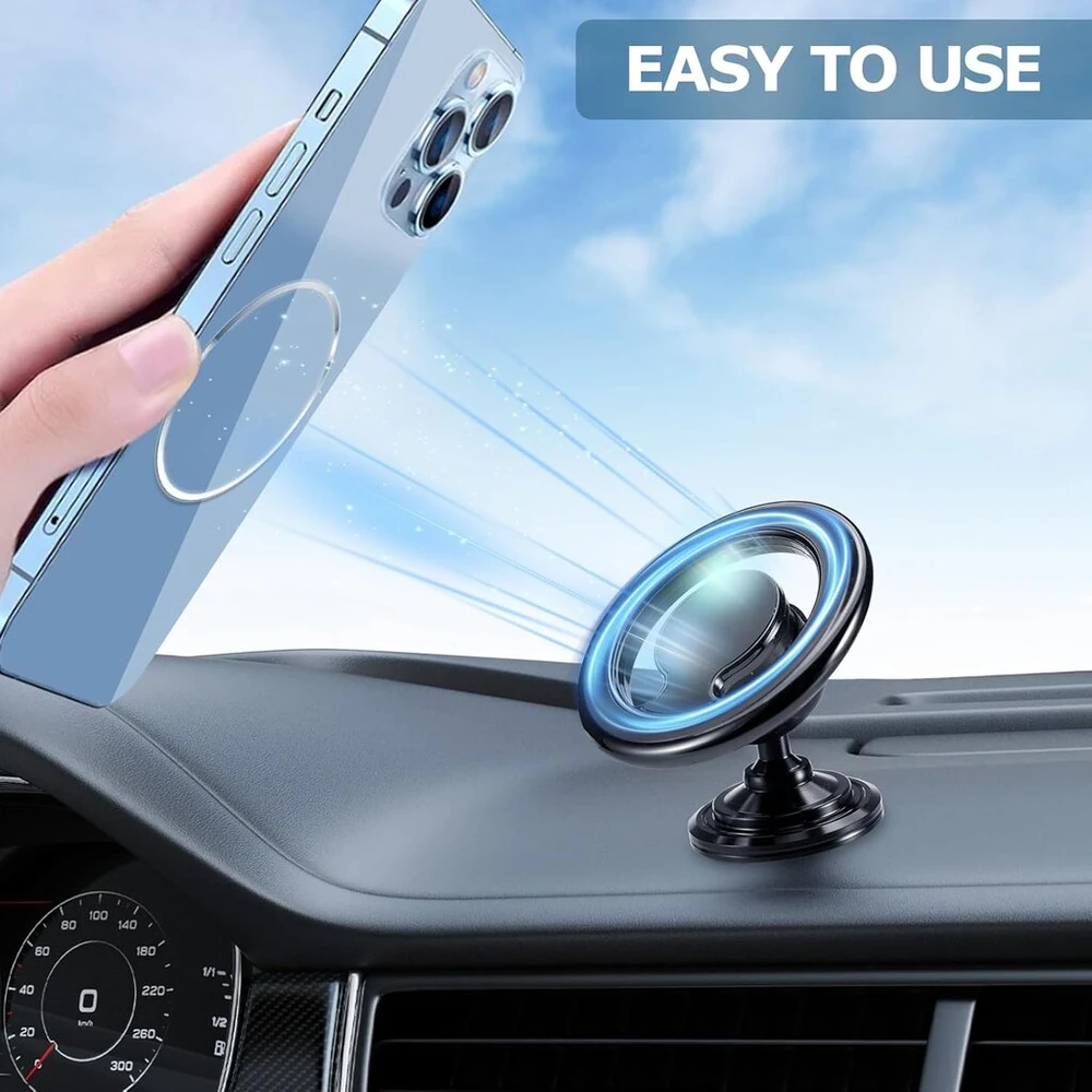 Carehabi magnetinis telefono laikiklis automobiliui, 360° magnetinis laikiklis, telefono laikiklis automobiliui, dvigubo naudojimo ventiliacijos angos prietaisų skydelio magnetinis telefono laikiklis su 2 metaliniais žiedais, skirtas iphone 15 14 13 12 pr