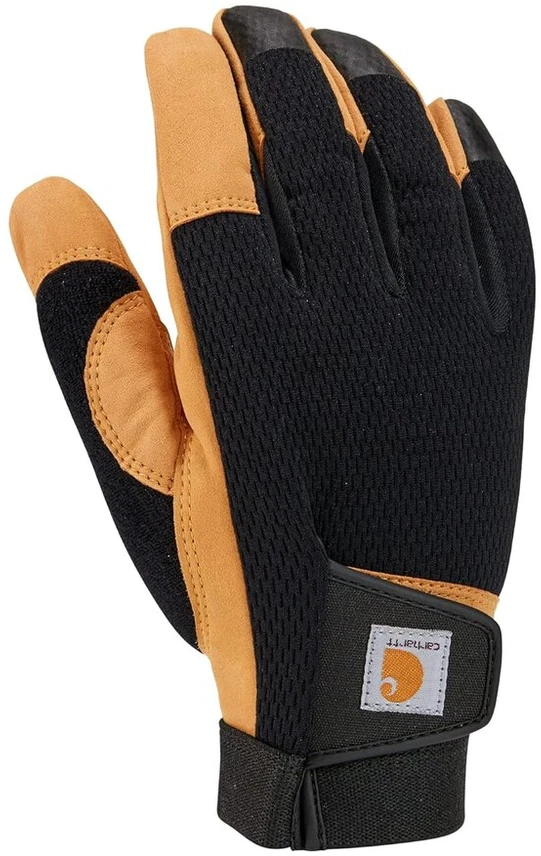 Carhartt vyriškos dirbtinės odos didelio lankstumo pirštinės su jutikliniu ekranu ir patikimu rankogaliu, skirtos šaltam orui, juodos spalvos miežių Xl dydis