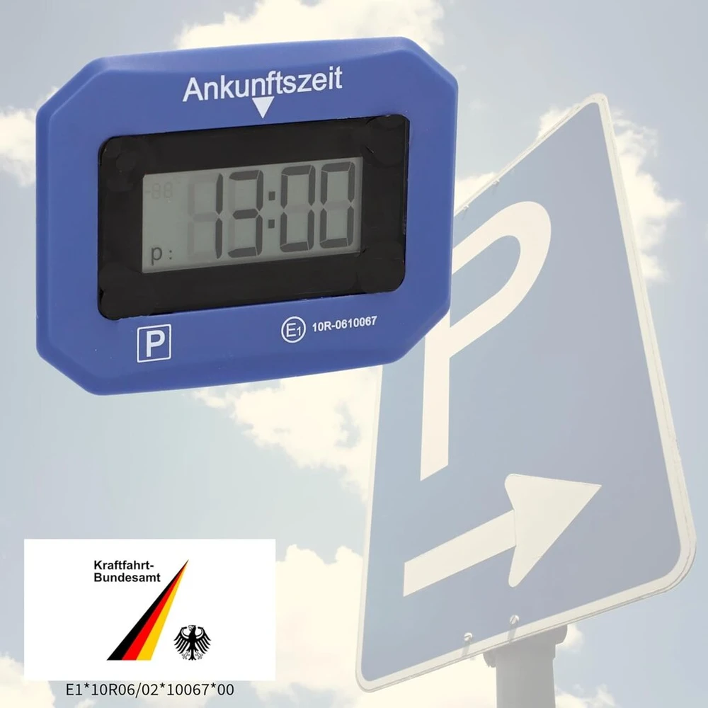 Cartrend skaitmeninis automobilio parkavimo laikmatis, elektroninis parkavimo diskas su kba patvirtinimu, automatinis atvykimo laikas, su ekranu, patikimas, su baterija ir 3m lipdukais