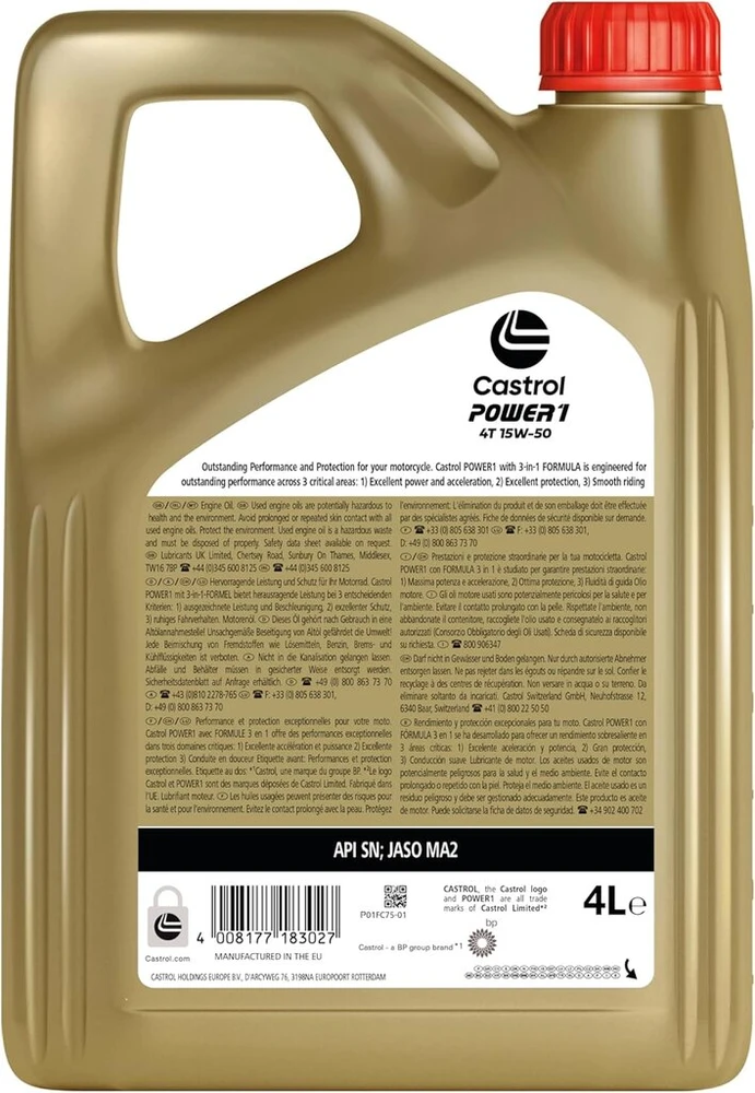 Castrol Power1 4t 15w-50 variklio alyva, 4l