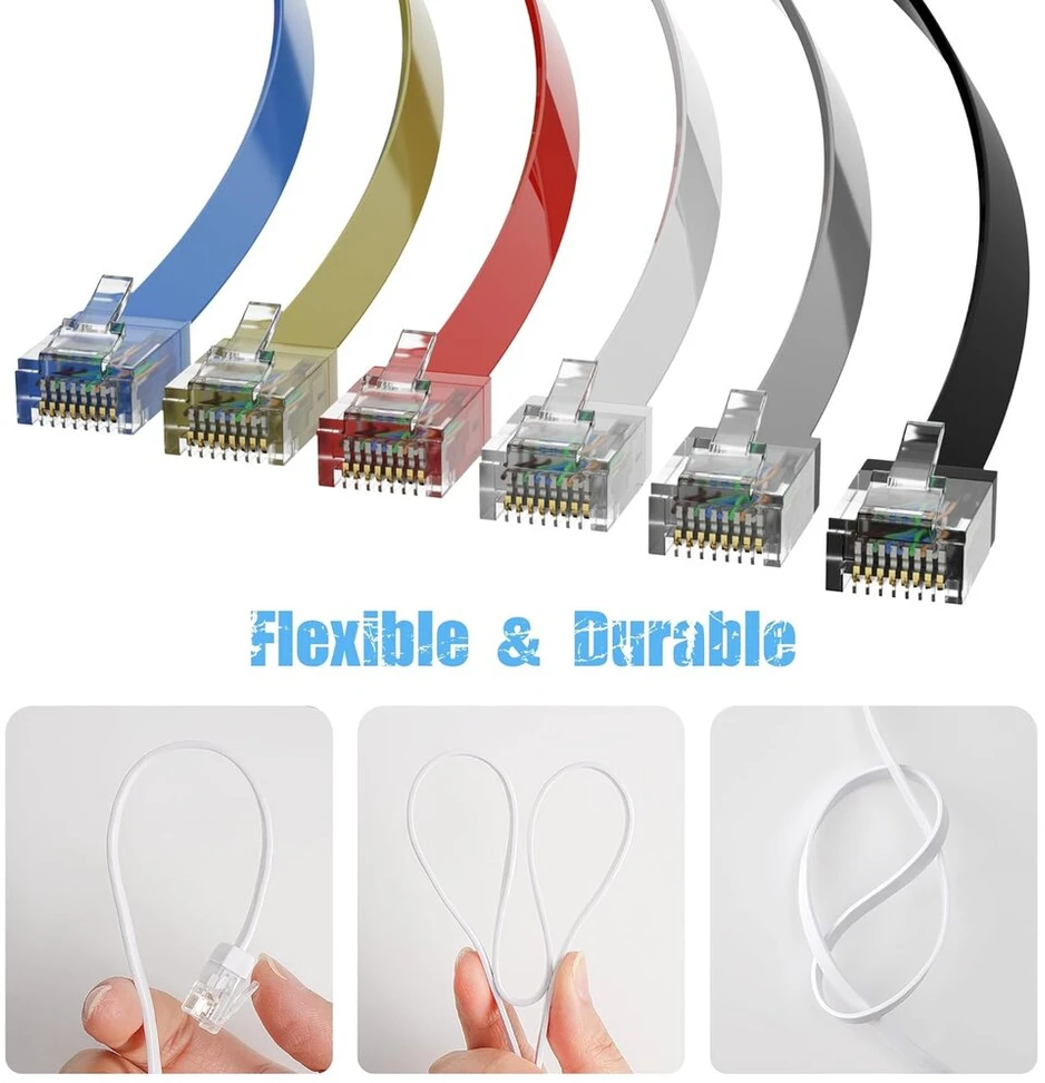Cat 6 Ethernet kabelis 3m, 12 vnt., plonas, Rj45, tinklo laidas