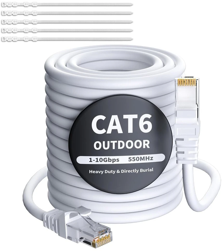 Cat 6 Ethernet kabelis 80 m baltas lauko ir vidaus, Gigabit
