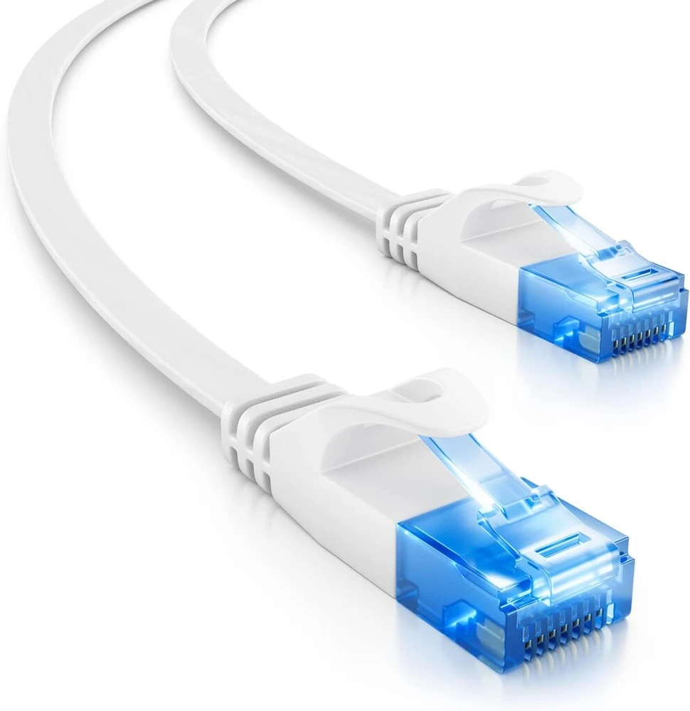 Cat 6 Plokščias Tinklo Kabelis U/utp Baltas 1m