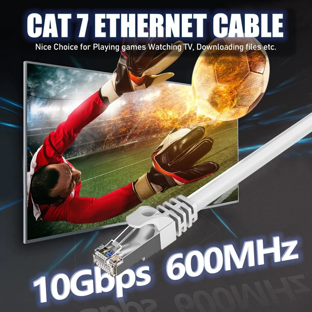 Cat 7 Lan kabelis 30m, baltas, 10 Gbps, 600 Mhz, ekranuotas