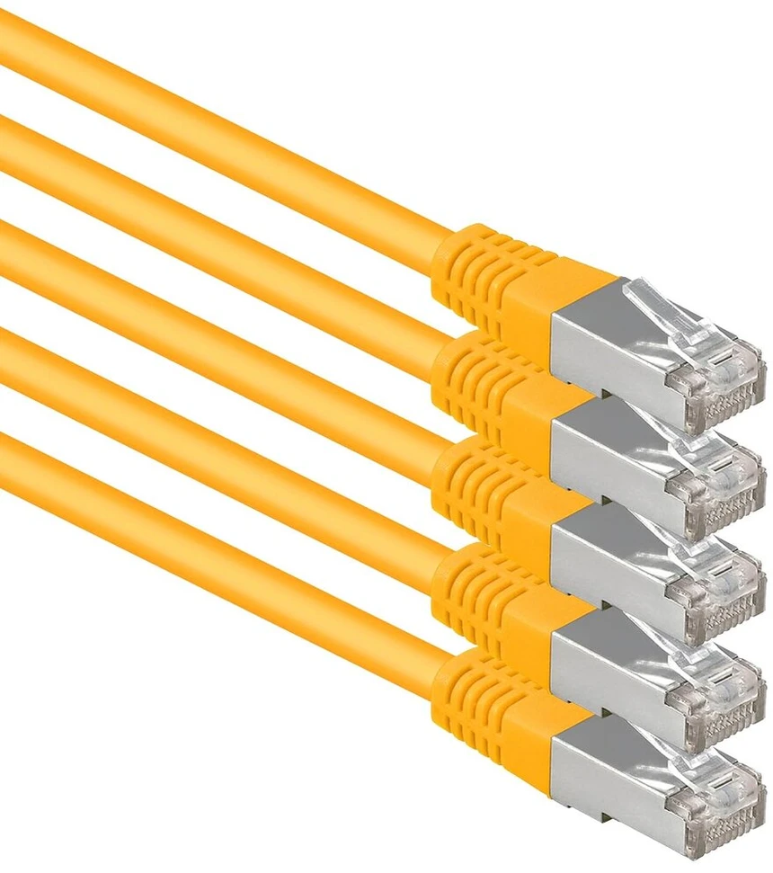 Cat6 ethernet lan patch cord tinklo kabelis cat 6 - 0.25m geltonas - 5 vnt. sftp pimf lszh varinis